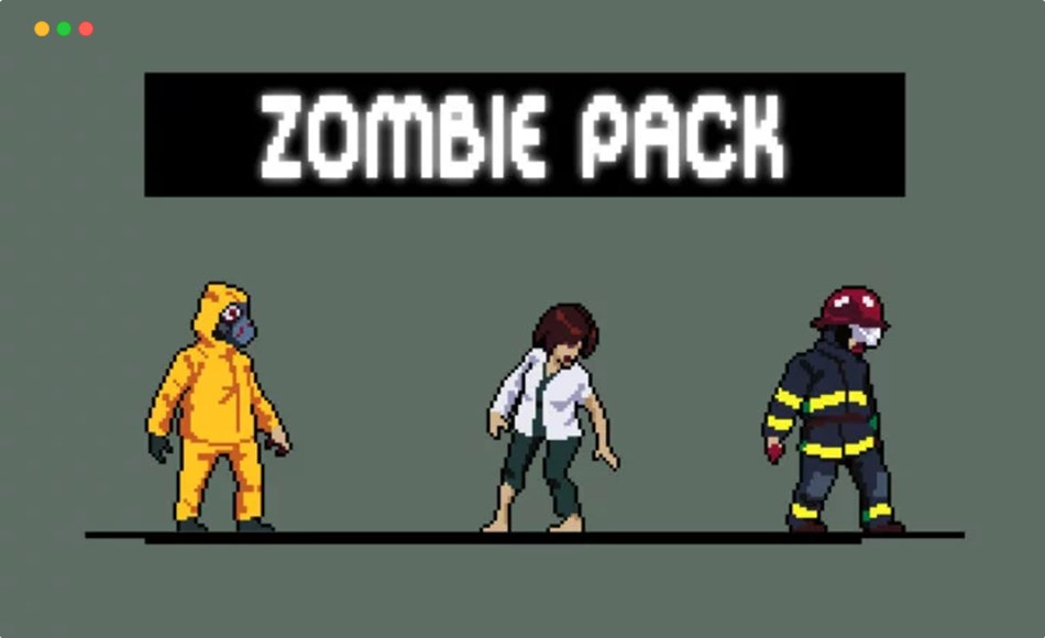 像素化角色城市僵尸精灵包 Urban Zombie Pixel Art Sprite Pack