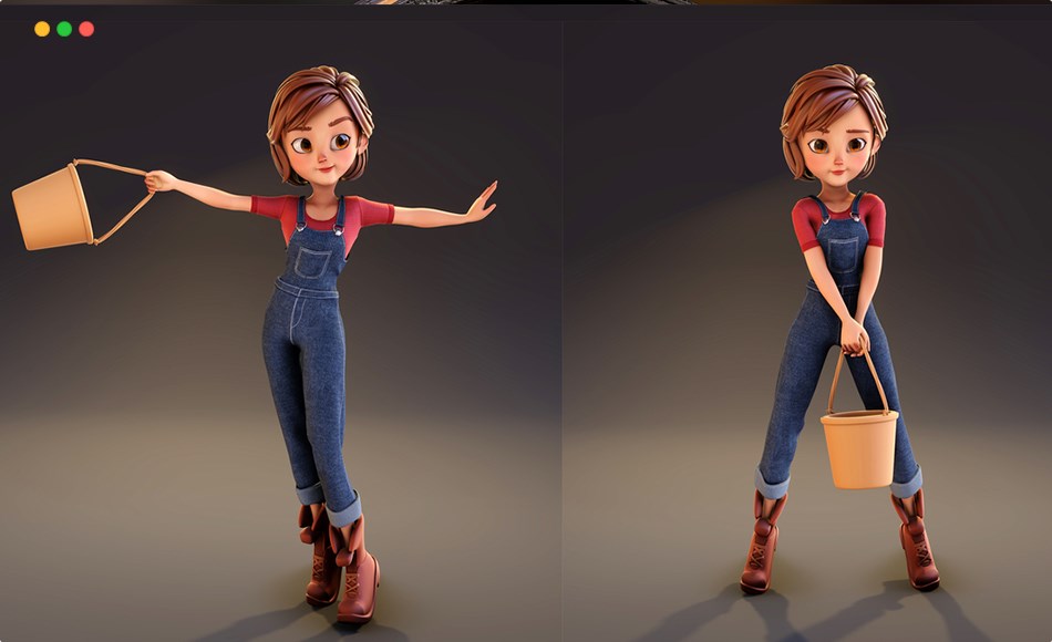 模型资产 – 女孩角色模型 Blender Rigged Stylized Farmer Girl – Gianna