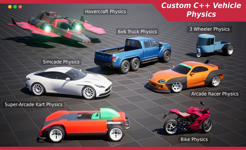 UE5插件 – 车辆游戏引擎系统 R-Tune Vehicle Physics 2.0 – Vehicle System for Games & Animation