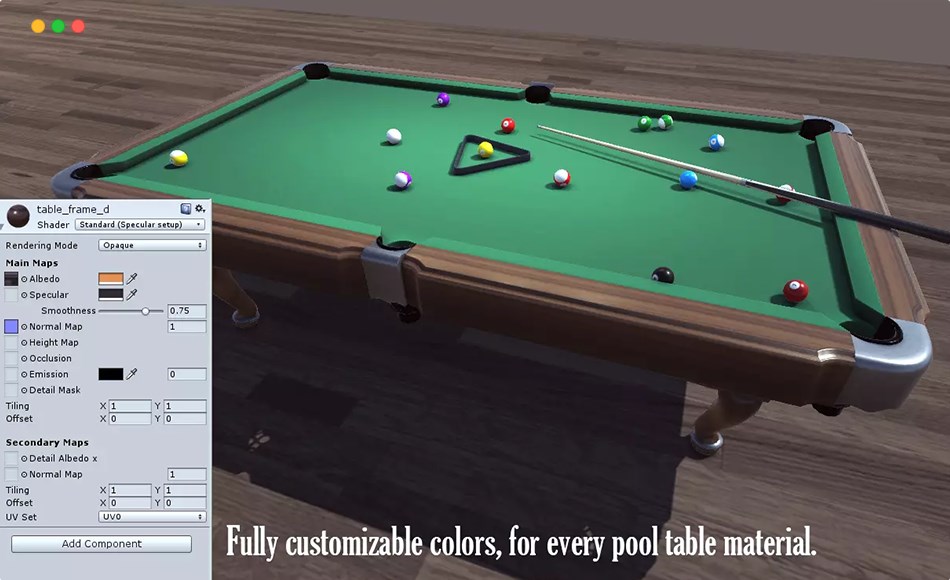 Unity资产 – 台球桌游戏道具 Pool Table Pack