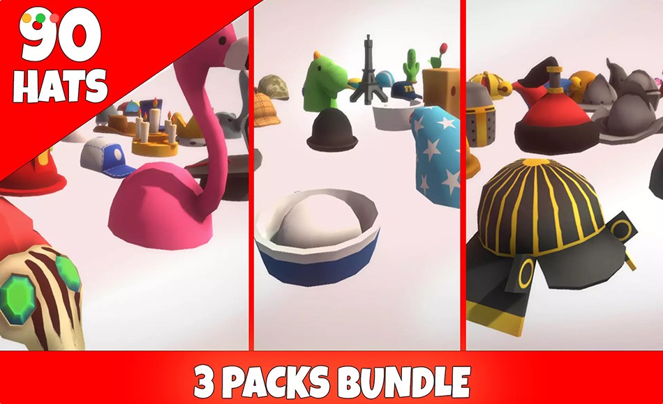 Unity资产 – 风格化帽子套装 Ultimate Low Poly Hats Bundle