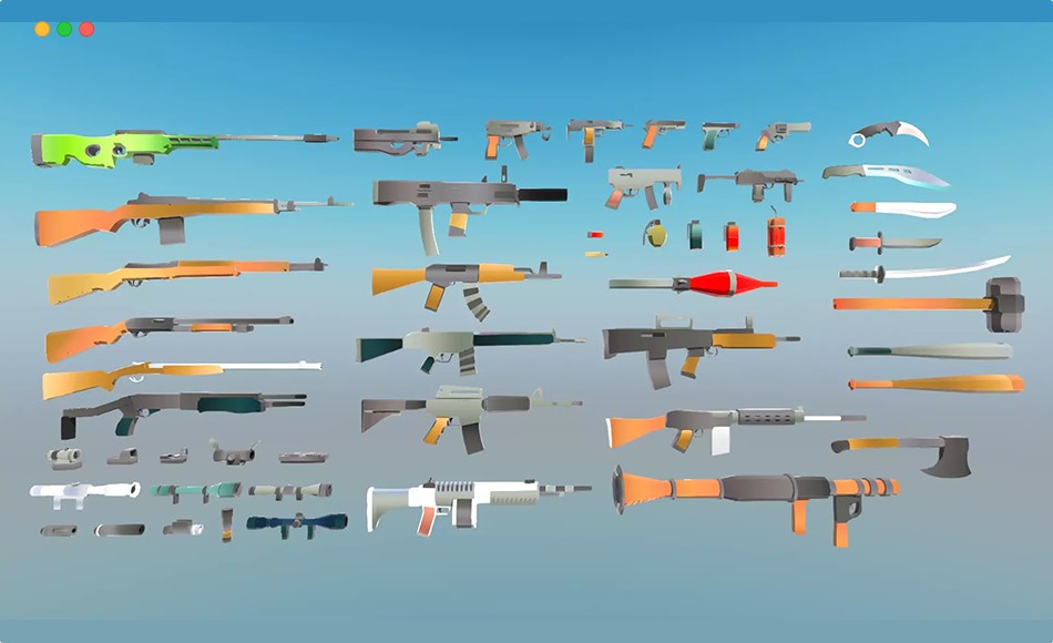 Unity资产 – 现代游戏武器资产包 Polygonal Modern Weapons Collection 1 Asset Package