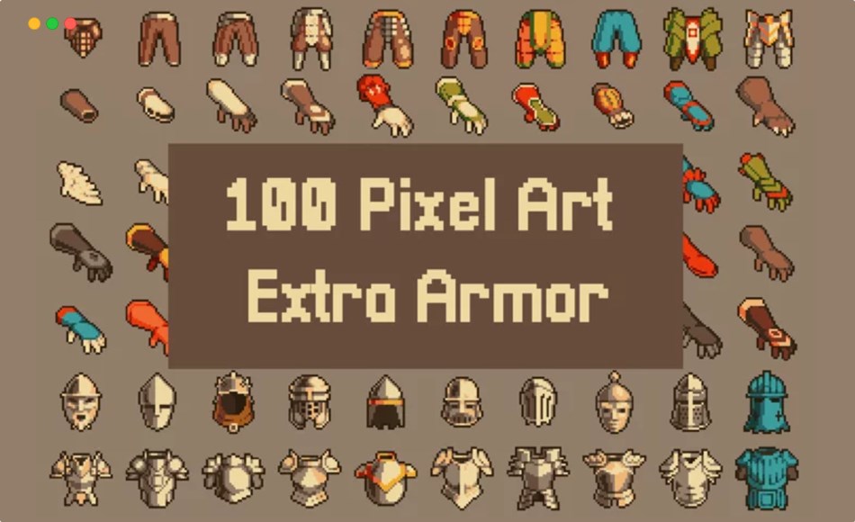 中世纪骑士盔甲游戏图标 Pixel Art Knight Armor 32×32 Icons