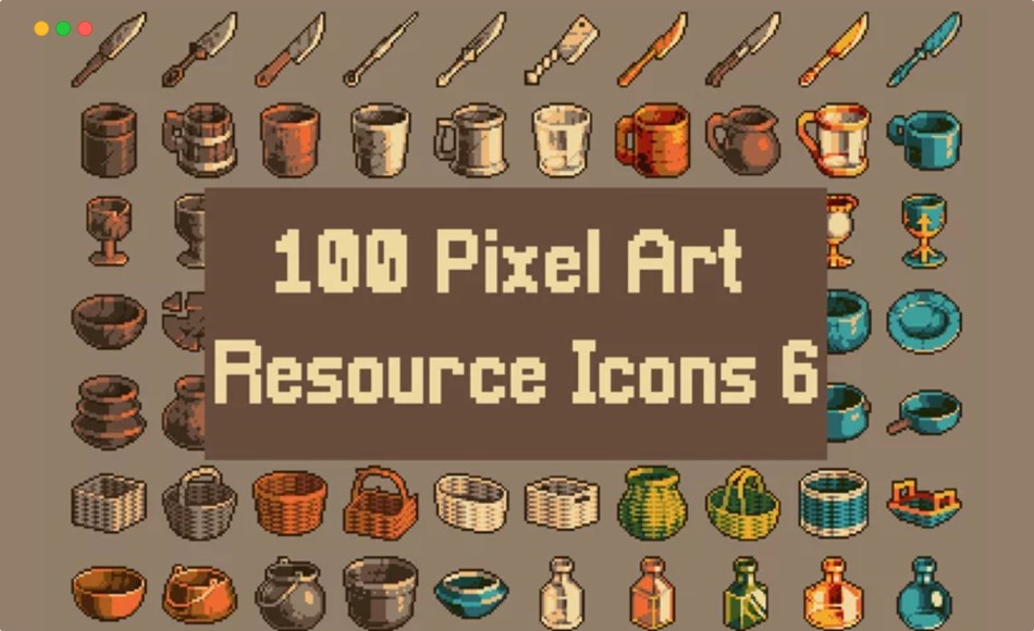 中世纪家居用品图标资产 Medieval Household Items 32×32 Pixel Art Icons
