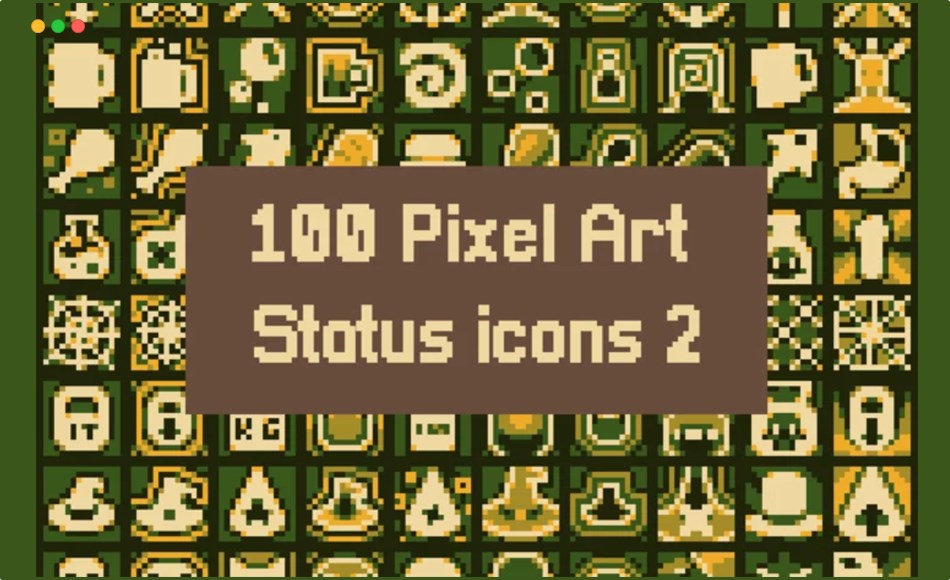 技能增益和减益游戏图标 16×16 RPG Pixel Art Buff & Debuff Icons