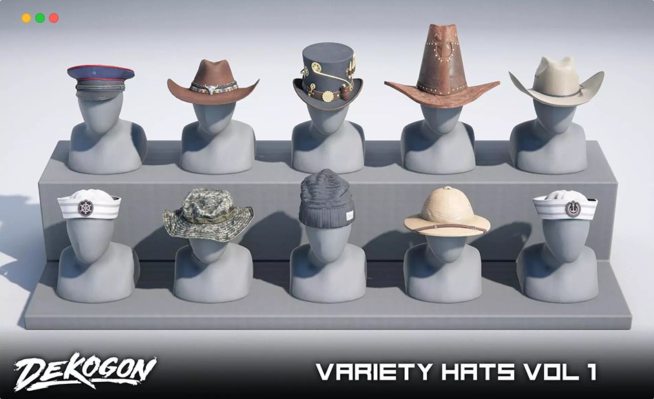 Unity资产 – 帽子资产包 Variety Hats – VOL.1