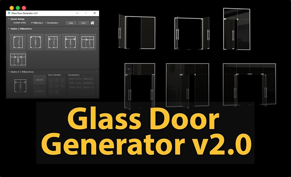 3DMAX插件 – 玻璃门模型生成器 Glass Door Generator