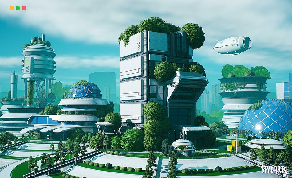 【UE5】风格化太阳朋克城 Stylized Solarpunk City ( Stylized Solar City Solarpunk City Solar 3D Stylised )