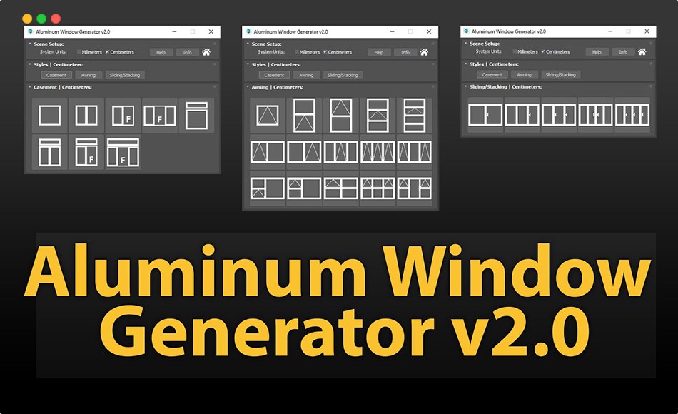 3DMax插件 – 铝合金窗程序模型生成器 Aluminum Window Generator