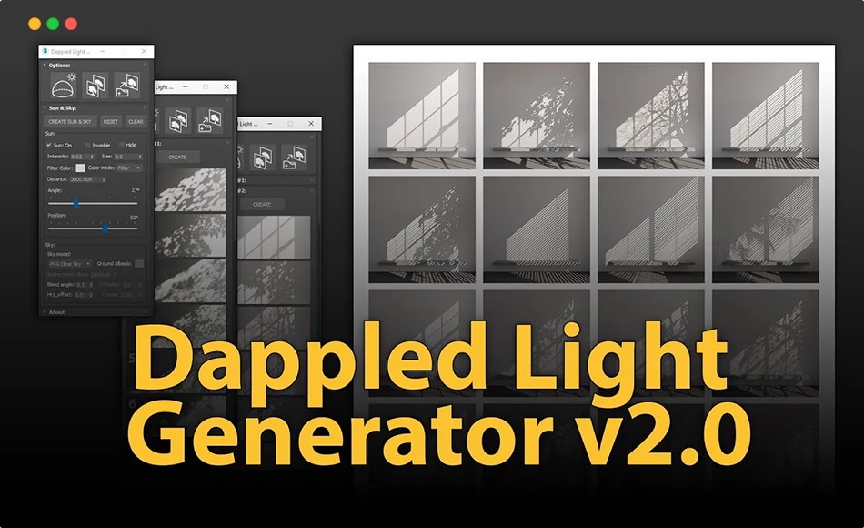 3Dmax插件 – 光影效果生成插件 Dappled Light Generator