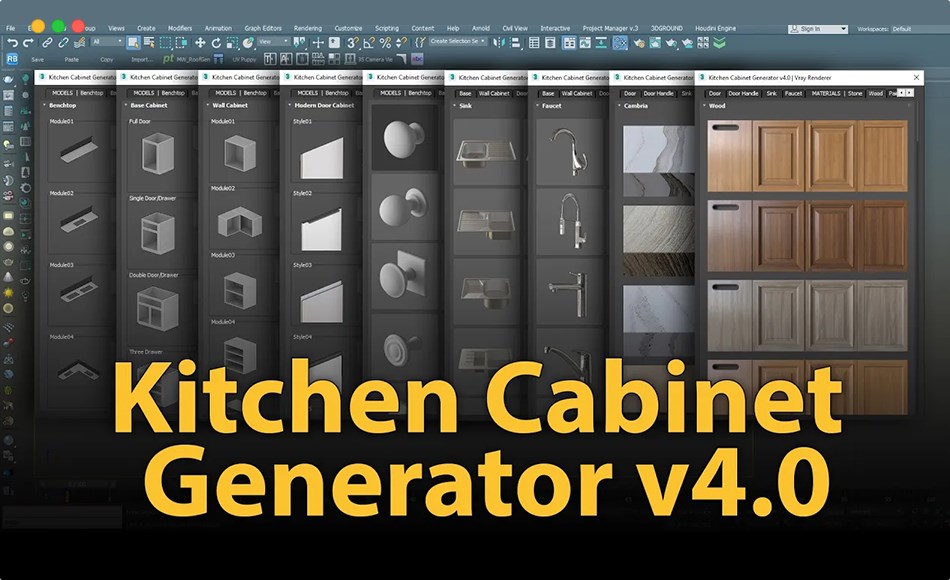 3DMAX插件 – 厨柜生成插件 Kitchen Cabinet Generator