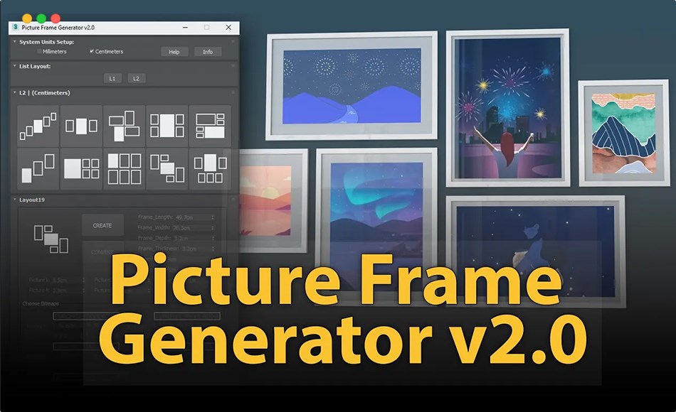 3Dmax插件 – 相框模型生成器 Picture Frame Generator