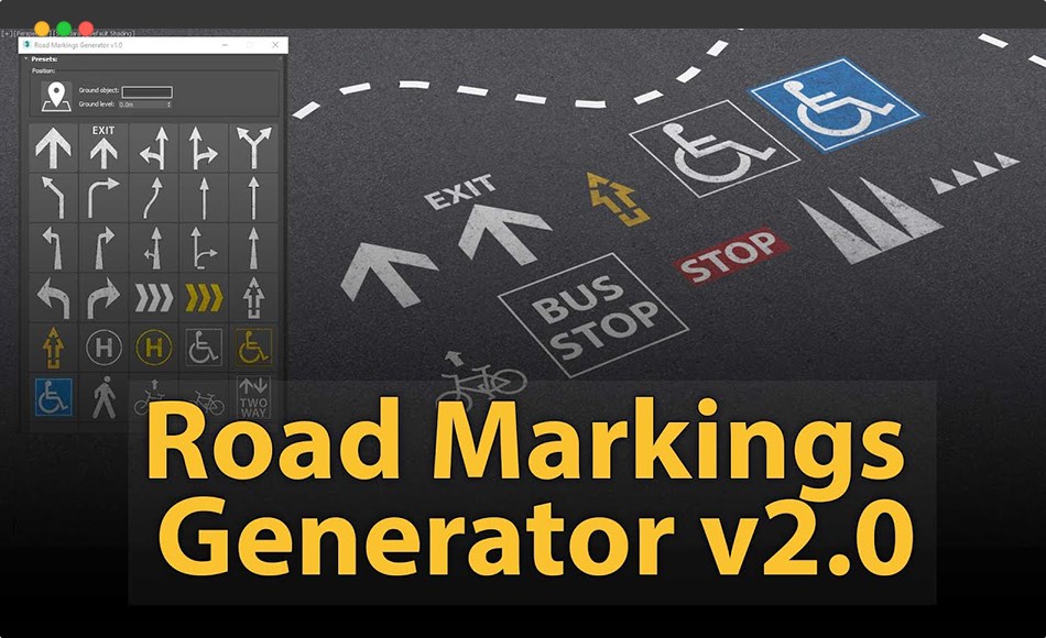 3Dmax插件 – 道路标志生成器 Road Markings Generator