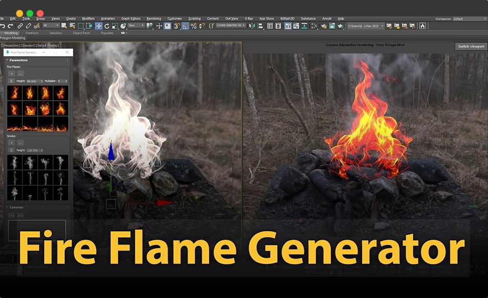 3Dmax插件 – 火焰生成器 Fire Flame Generator