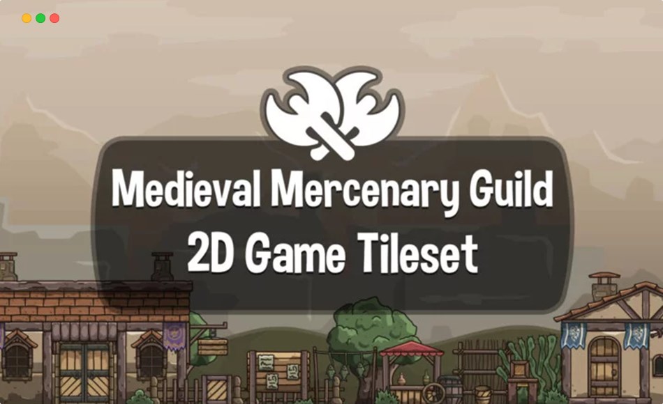 中世纪雇佣兵公会场景 Medieval Mercenary Guild Cartoon 2D Tileset