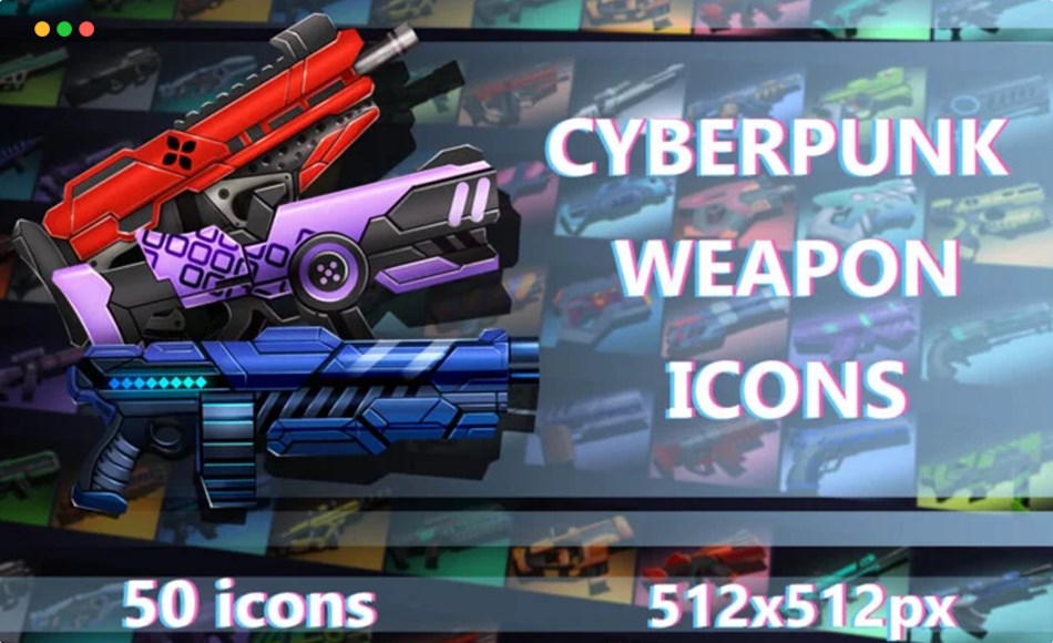 赛博朋克枪战游戏图标 Cyberpunk Gun Game Icons