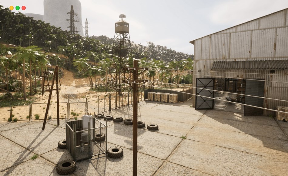 【UE5】热带地区的机库仓库 Hangar warehouse in the tropics