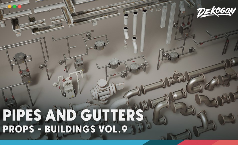 【UE5】模块化管道和排水沟 Buildings VOL.9 – Modular Pipes & Gutters (Nanite & Low Poly)