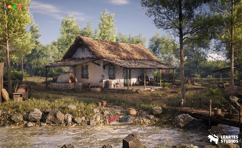 【UE5】西班牙小屋 Spanish Cottage ( Spanish Cottage Spanish Cottage 3D Art Nature Tree Medieval )