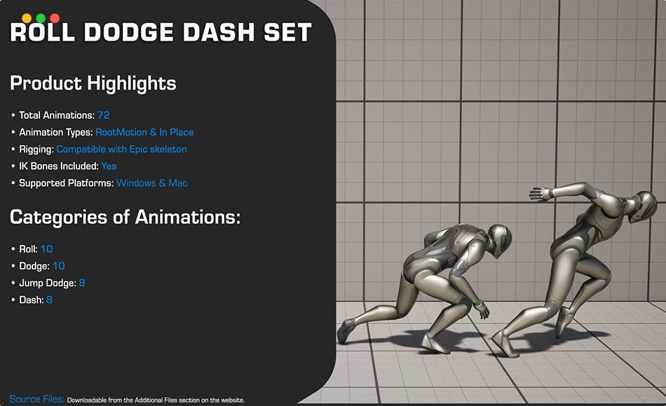 【UE5】道奇冲刺动画 Roll Dodge Dash Set