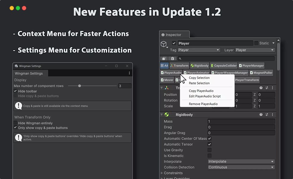 Unity插件 – 检查器辅助工具 Wingman – Your Inspector’s Best Friend