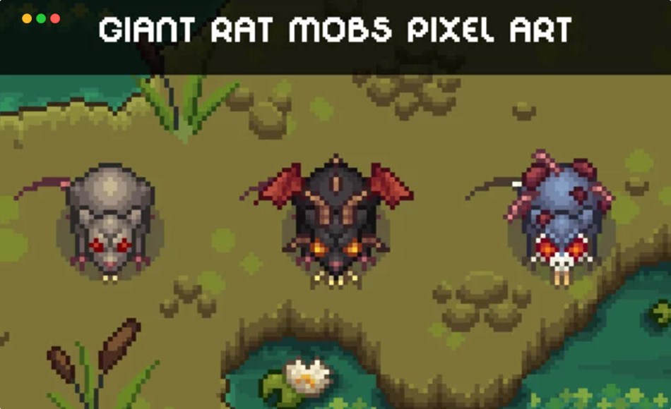 像素角色精灵包 Giant Rat 4-Direction Pixel Character Sprite Pack