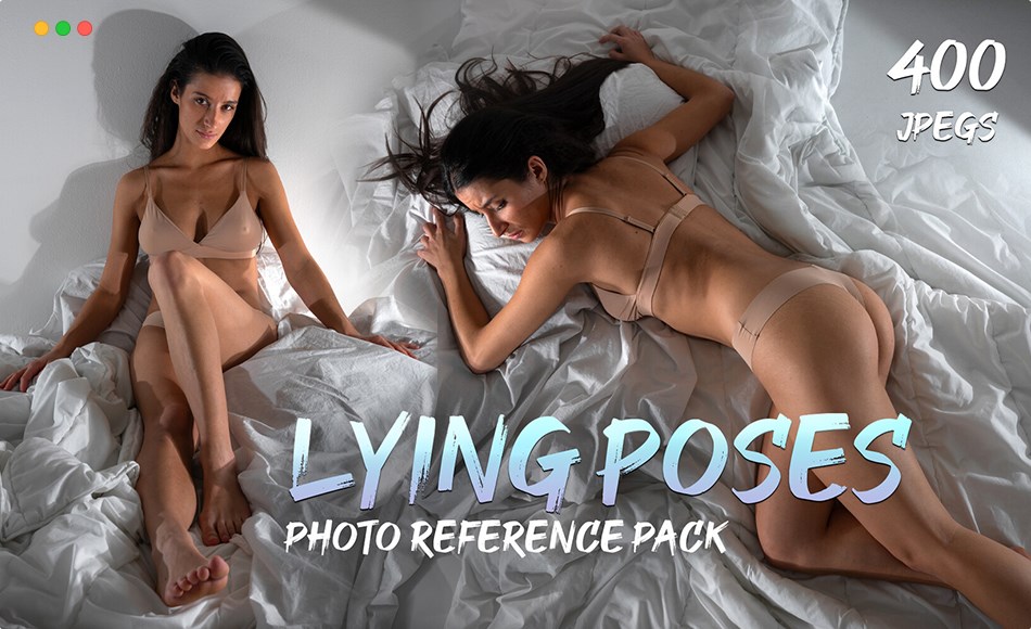 404 张躺卧动态姿势照片参考 Lying Poses-Female Anatomy- Photo Reference Pack for Artists- 404 JPEGs