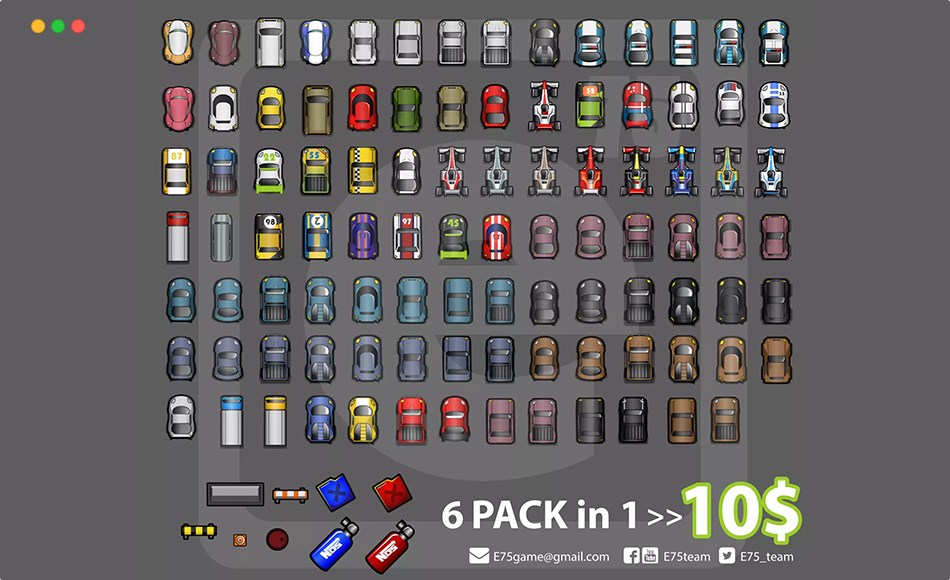 Unity资产 – 游戏卡通汽车资产 2D Car Complete Pack