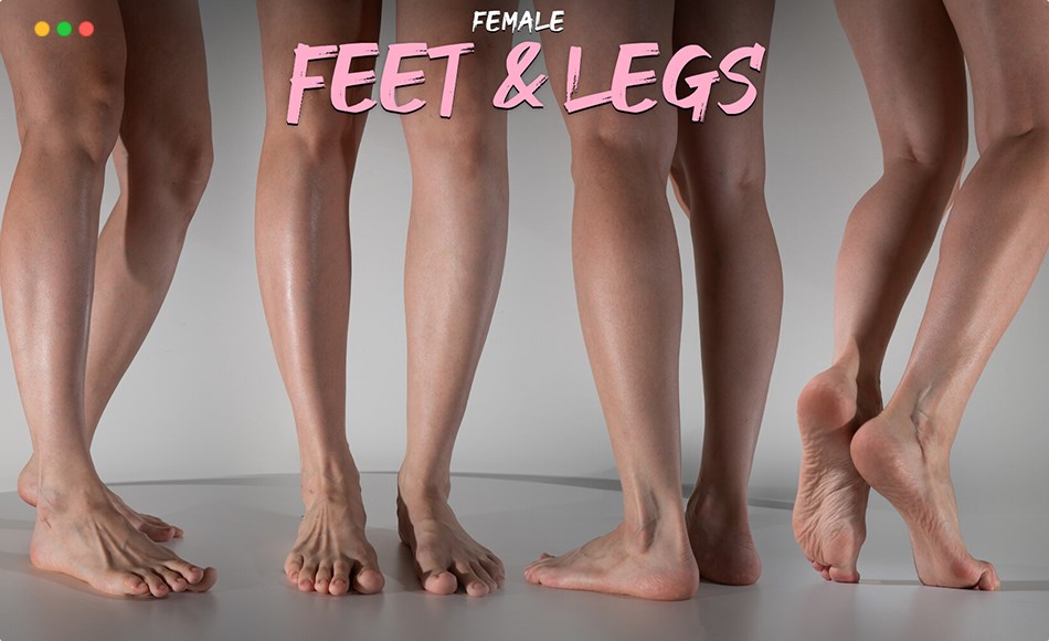 518 张腿部素描写生动态姿势参考照片 Female Feet & Legs- Photo Reference Pack For Artists 518 JPEGs