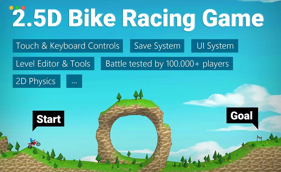 Unity开发 – 自行车赛车游戏开发模板 2.5D Bike Racing Game Template