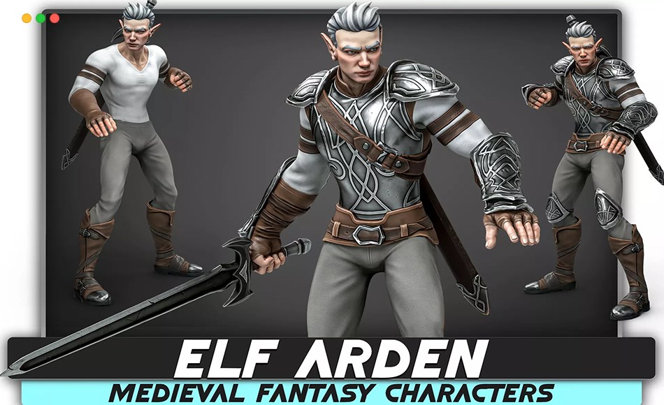 Unity角色 – 风格化中世纪精灵战士 Elf Arden – Stylized Medieval Elven Warrior – Animated RPG Character Hero – #56