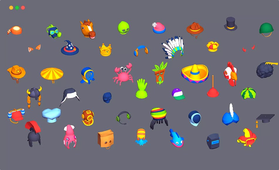 Unity资产 – 休闲帽子游戏道具 Hyper-Casual Hats