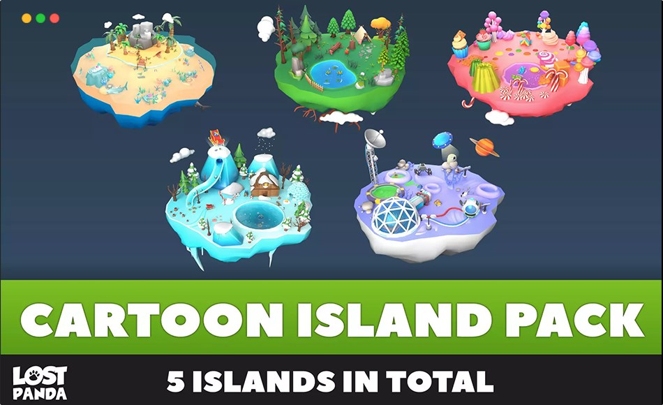 Unity资产 – 风格化卡通岛屿 Low Poly Cartoon Island Pack – 3D