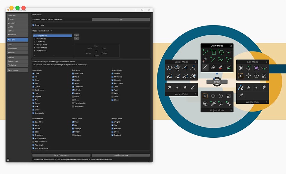 Blender插件 – 工具热盒插件 GP Tool Wheel