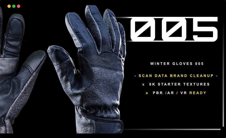 模型资产 – 高精度扫描手套模型 Winter Gloves 005