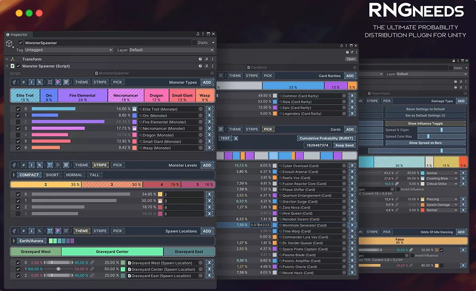 Unity插件 – 对象概率分布 RNGNeeds – Probability Distribution