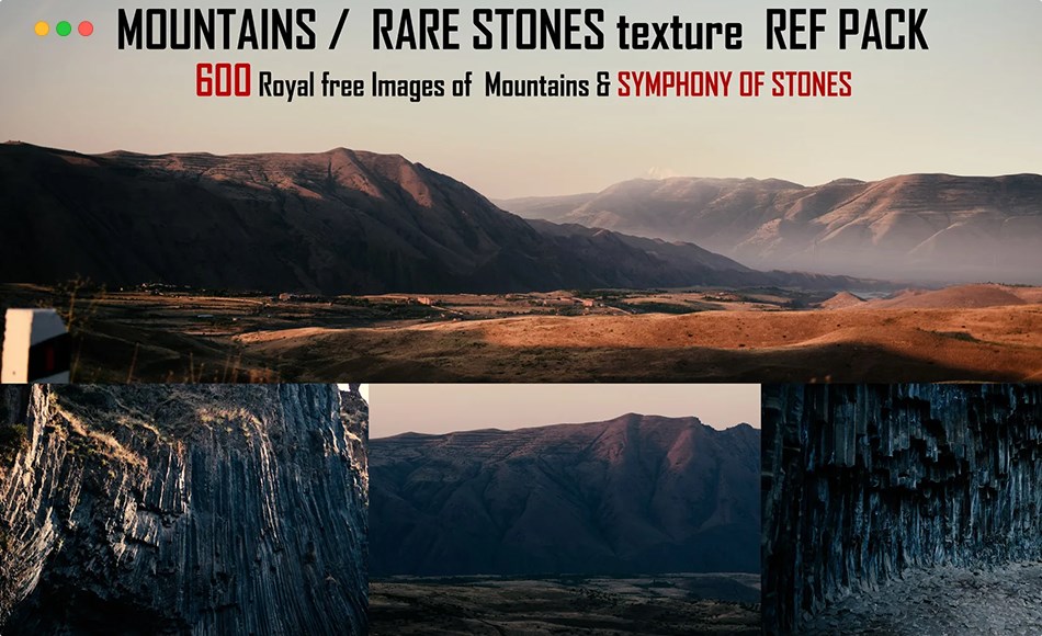 600 张山脉石头纹理参考照片 Mountains / Rare Stones Texture Ref Pack 600