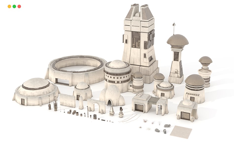 模型资产 – 星战建筑模型 LiquidoCreative – Tatooine Kitbash Set