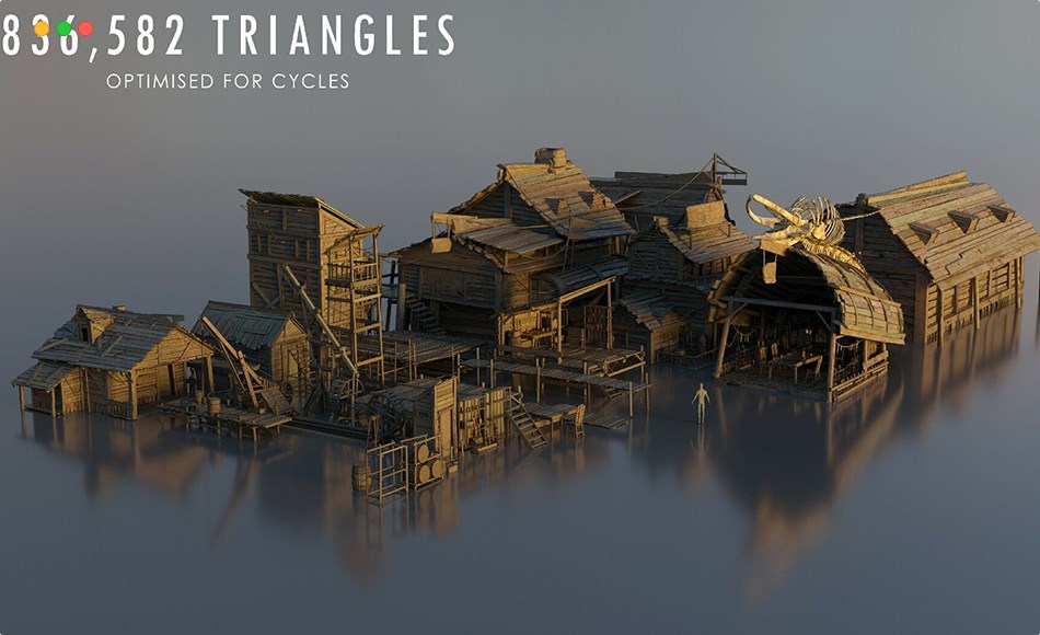 模型资产 – 海盗小镇建筑模型 Pirate Town – Kitbash