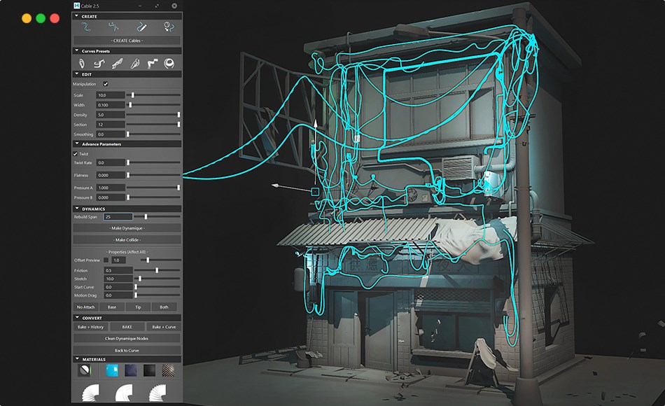 Maya插件 – 电缆创建插件 Script – Cable for Maya
