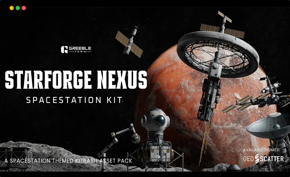 模型资产 – 空间站资产包 Starforge Nexus – Spacestation Kitbash Greeble Assets