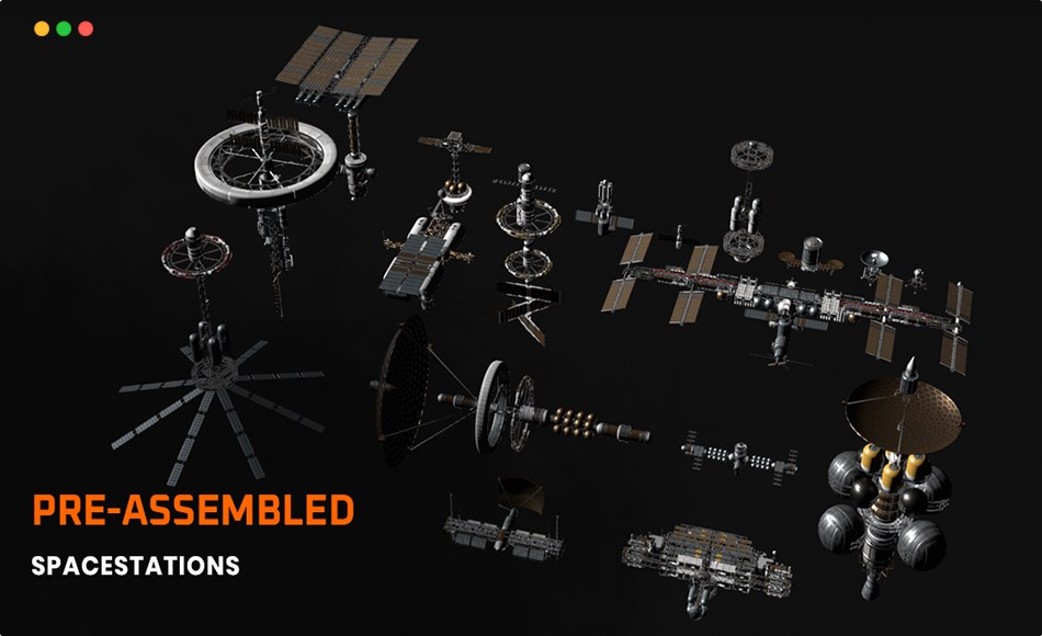 模型资产 – 空间站资产包 Starforge Nexus – Spacestation Kitbash Greeble Assets