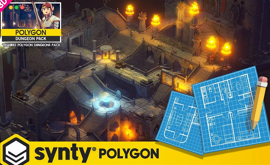 Unity资产 – 风格化地牢场景 POLYGON Dungeons Map – Low Poly 3D Art