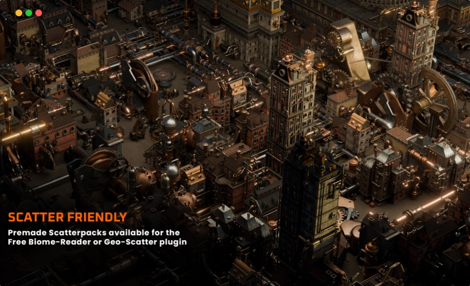 模型资产 – 蒸汽朋克建筑 Gears District – Steampunk Constructs Kitbash Buildings