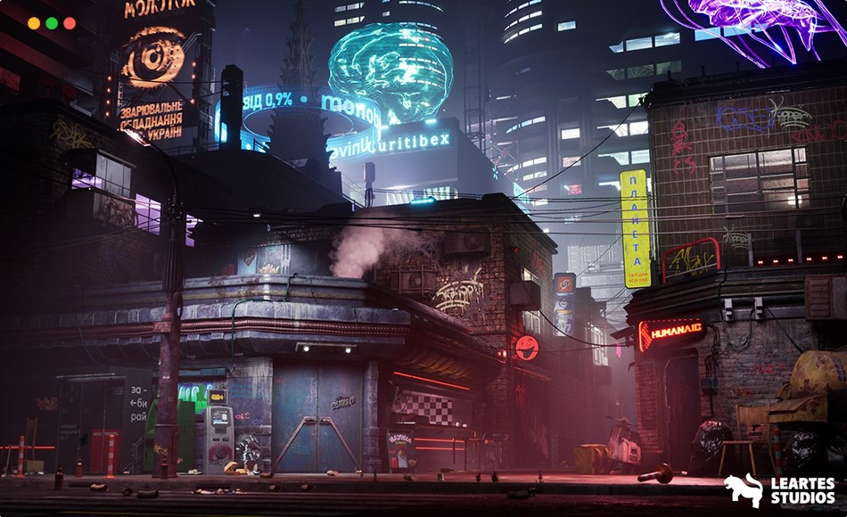 【UE5】赛博朋克基辅街头环境 Cyberpunk Kyiv Street Environment ( Cyberpunk Kyiv Street Street Ukraine Slav )