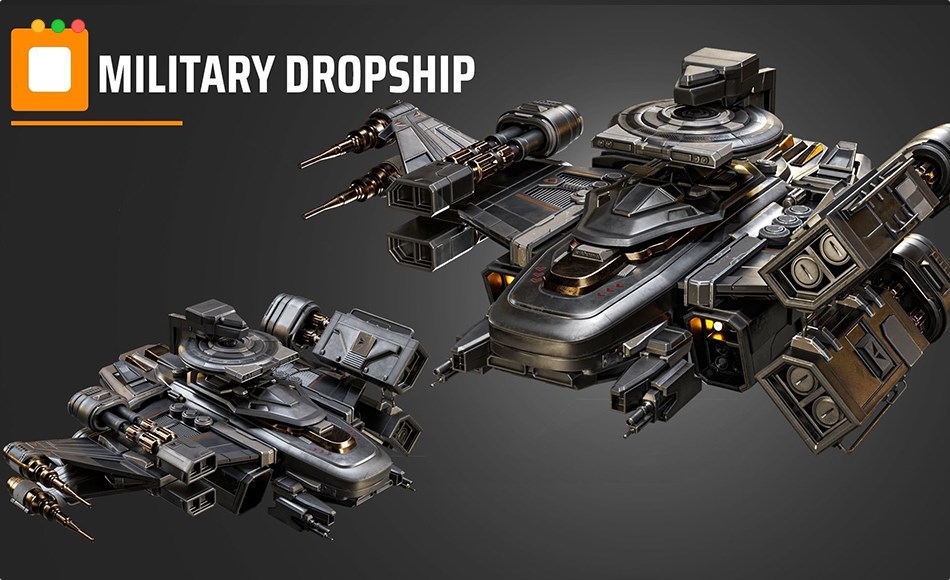 模型资产 – 军事运输机模型 Military dropship