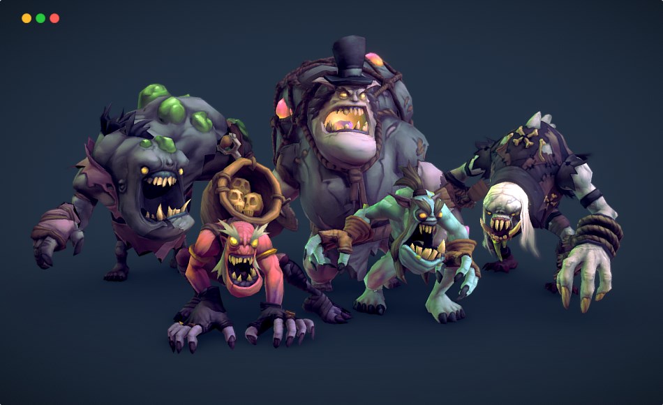 Unity角色 – 食尸鬼动画 Ghoul Crew – Hand Painted