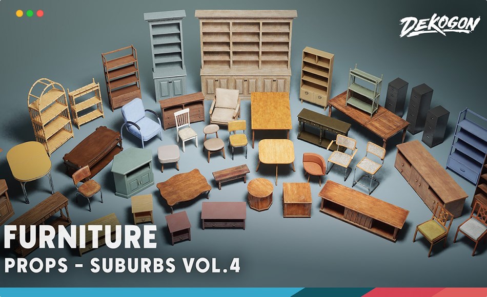 【UE5】家具 Suburbs VOL.4 – Furniture (Nanite and Low Poly)
