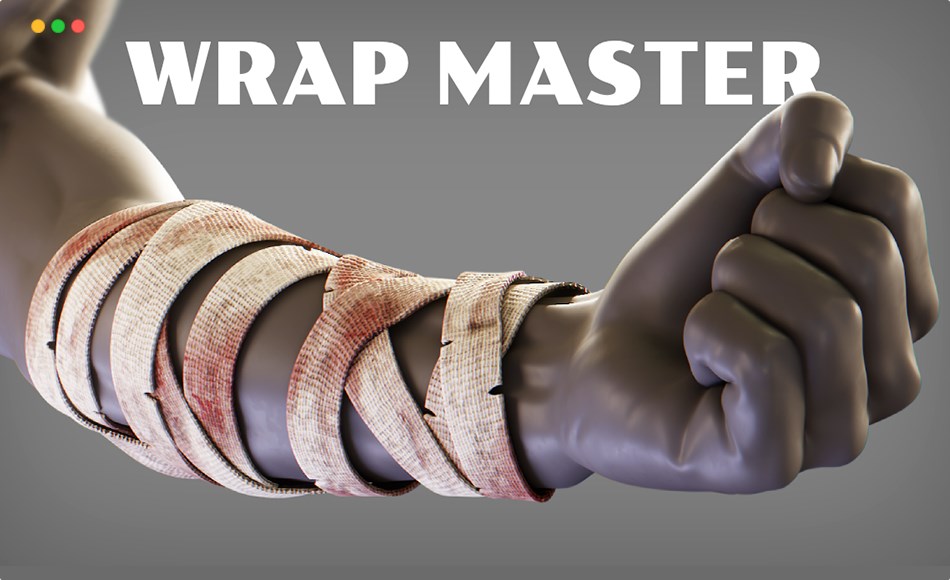 Blender插件 – 绳子绷带模型包裹插件 Wrap Master
