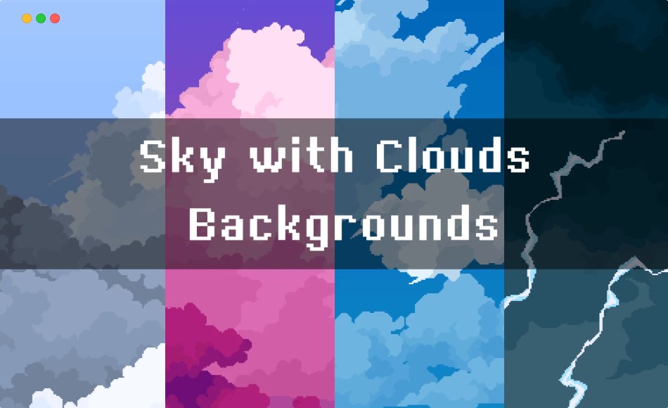 游戏天空与云彩背景包 Sky with Clouds Pixel Art Backgrounds Pack 3